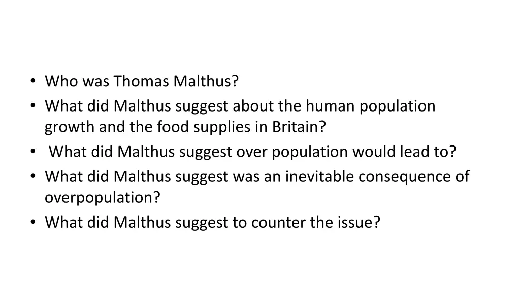who was thomas malthus what did malthus suggest