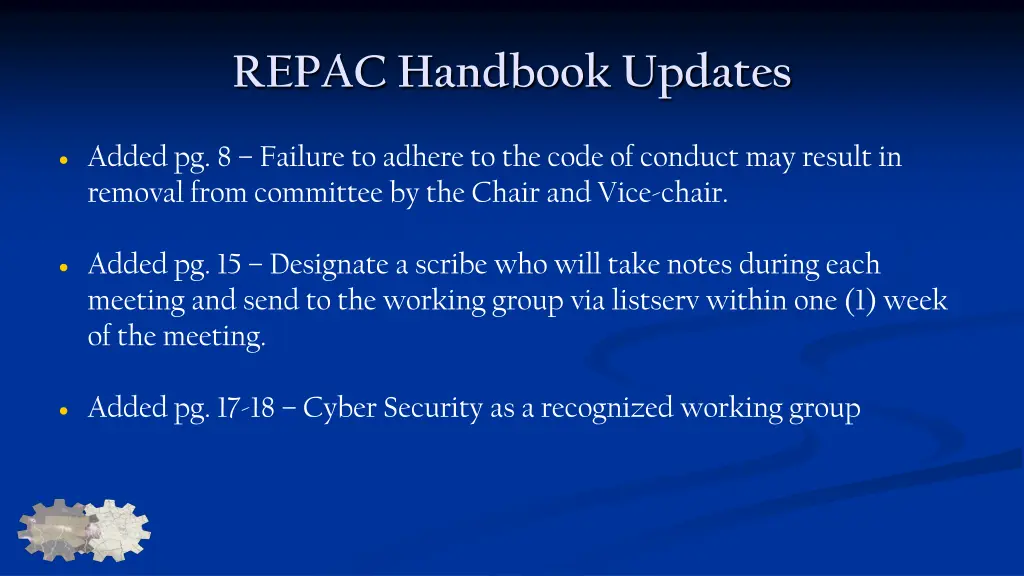 repac handbook updates