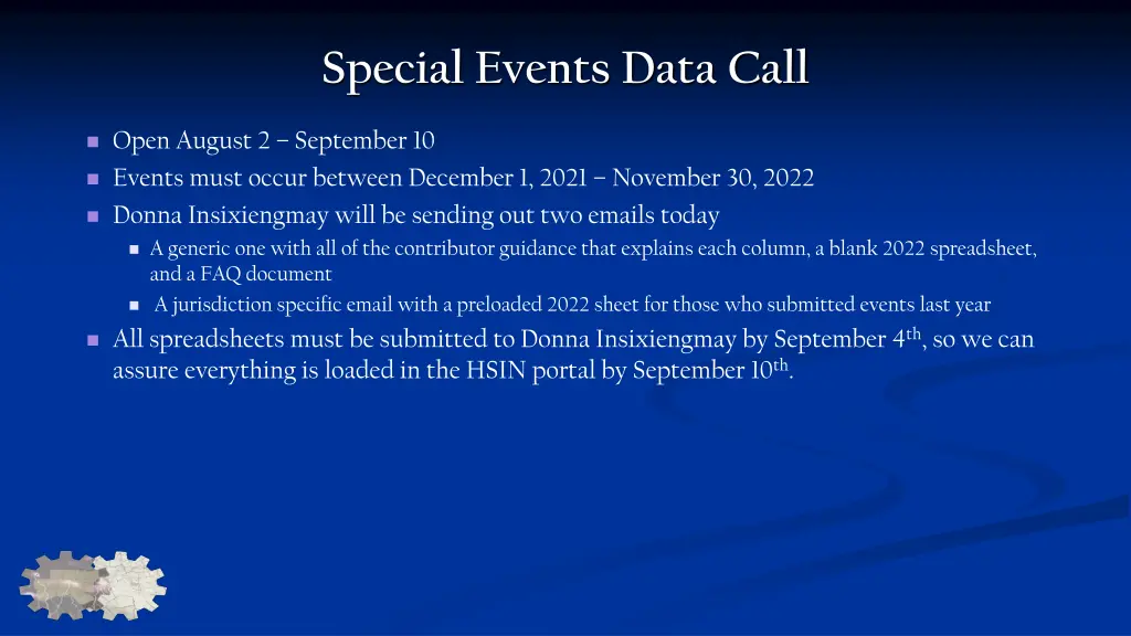 special events data call