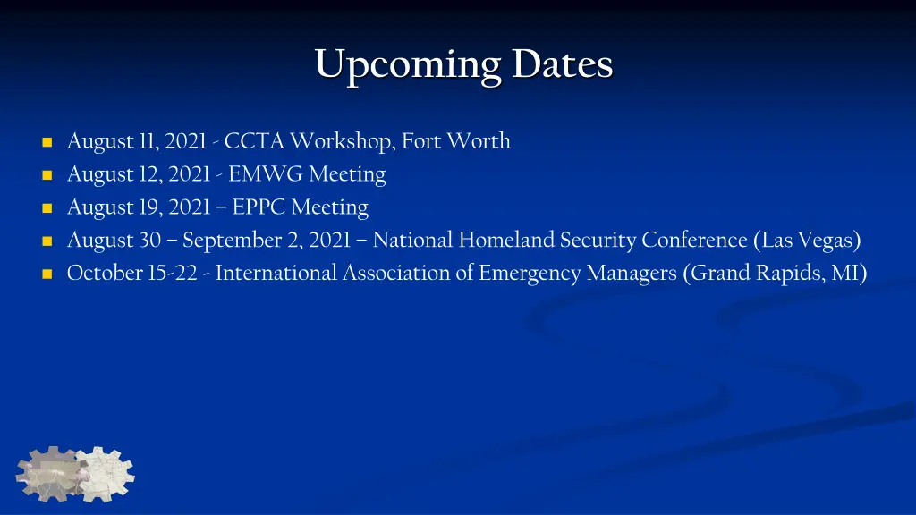 upcoming dates