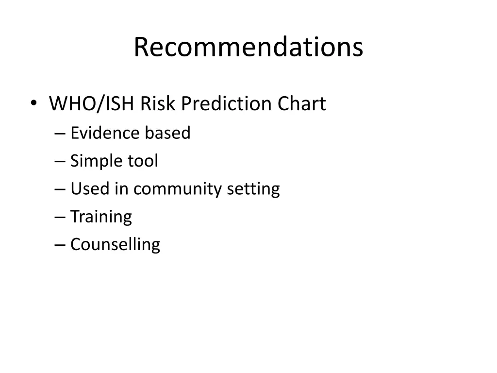 recommendations