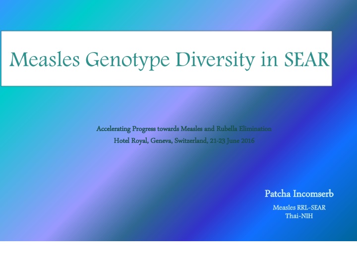 measles genotype diversity in sear
