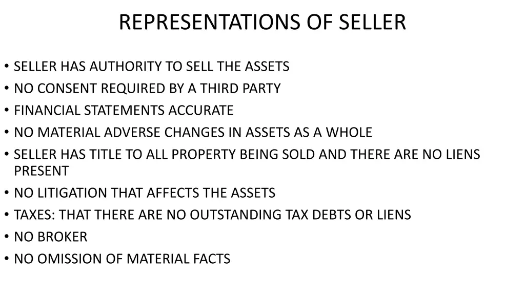 representations of seller