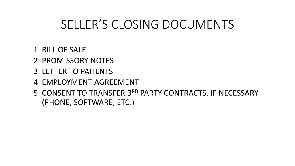 seller s closing documents
