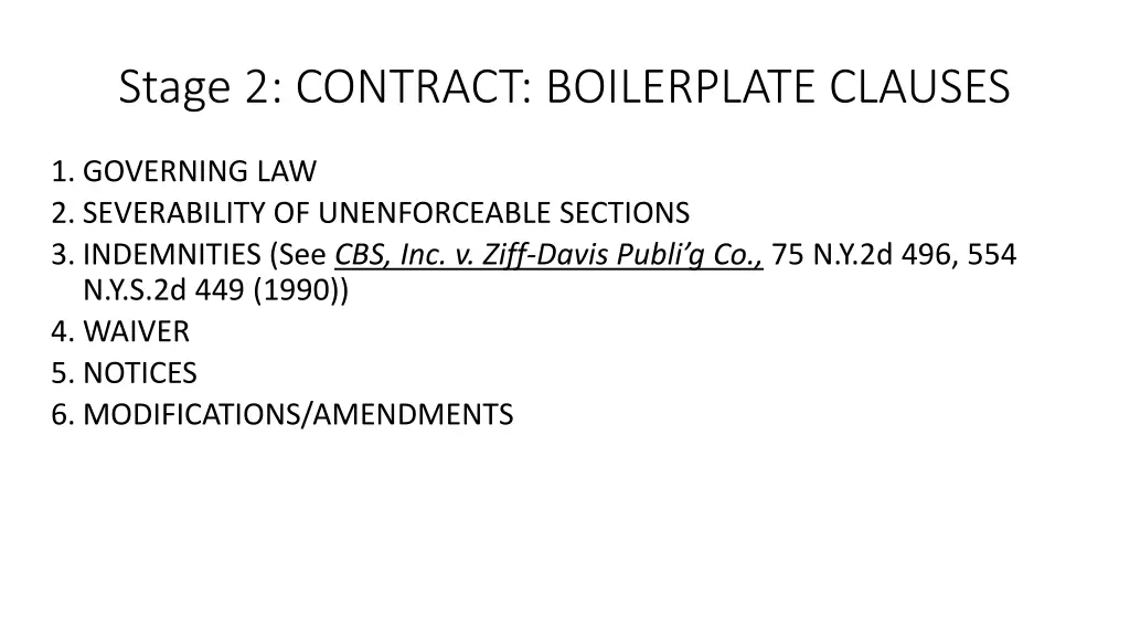 stage 2 contract boilerplate clauses
