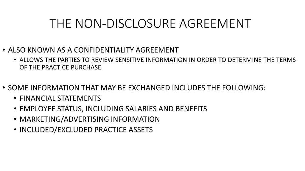 the non disclosure agreement
