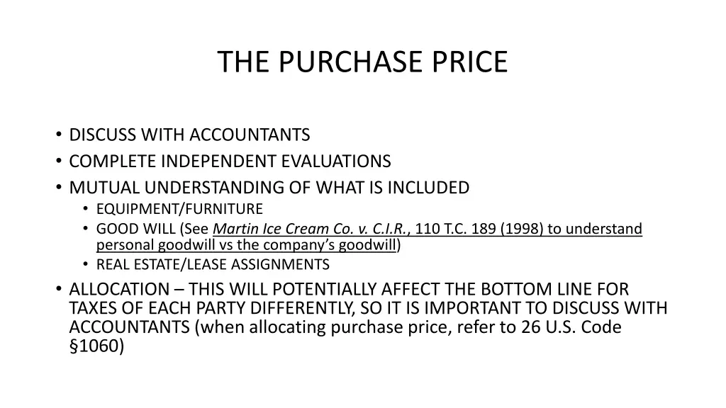 the purchase price