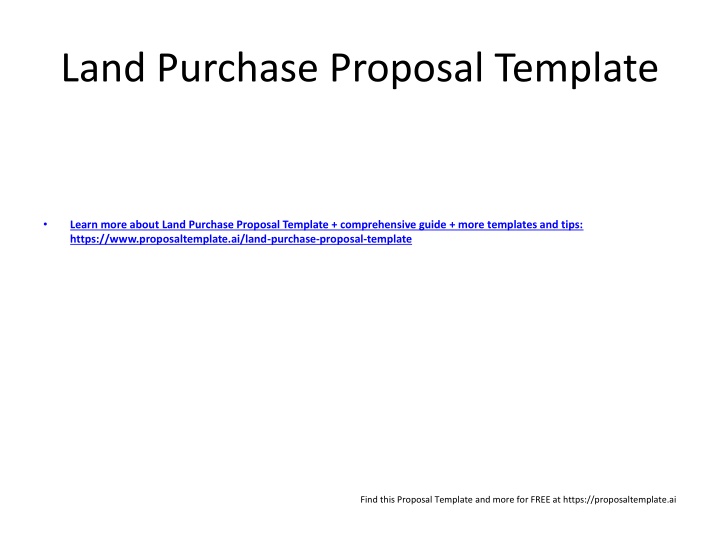 land purchase proposal template