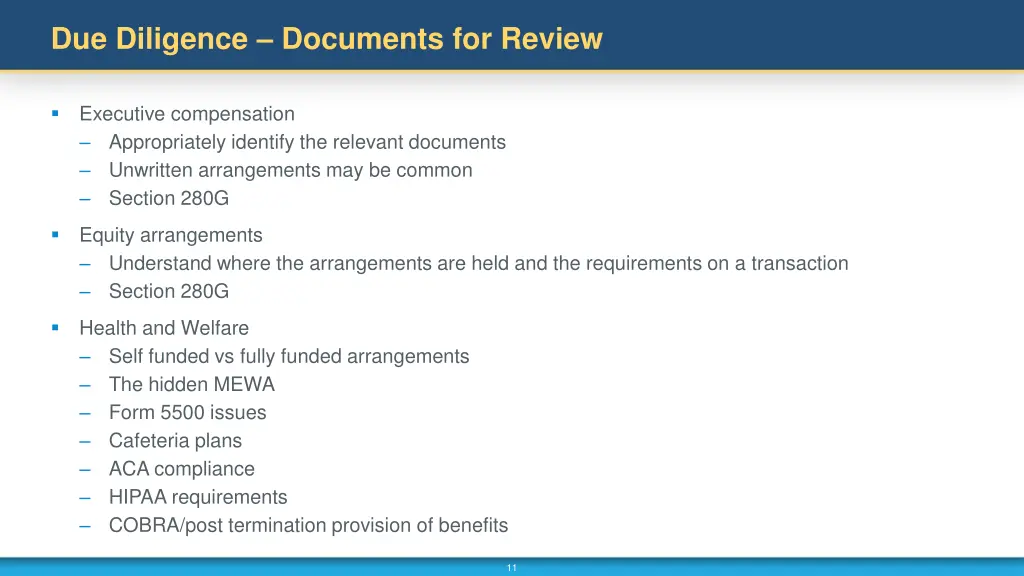 due diligence documents for review 1