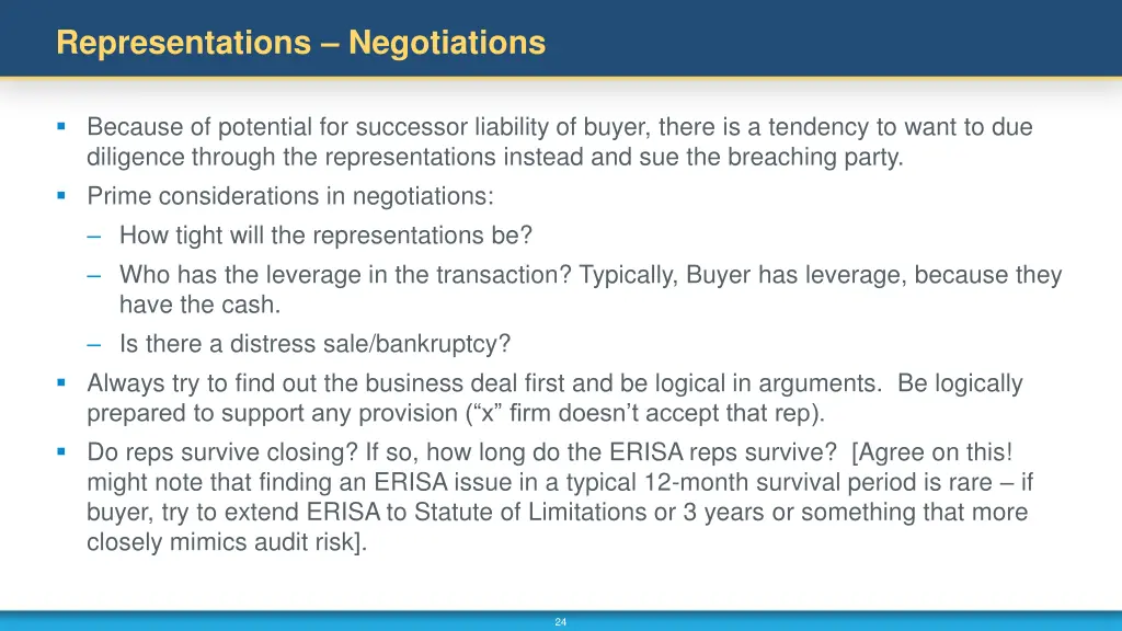 representations negotiations