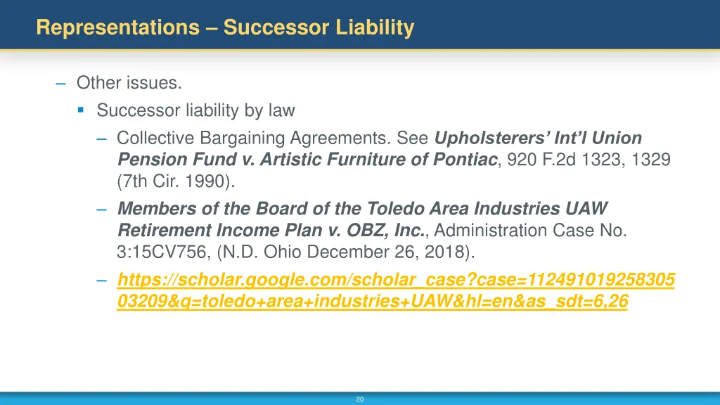 representations successor liability