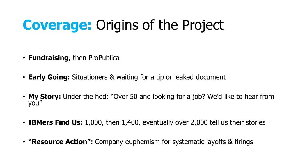 coverage origins of the project