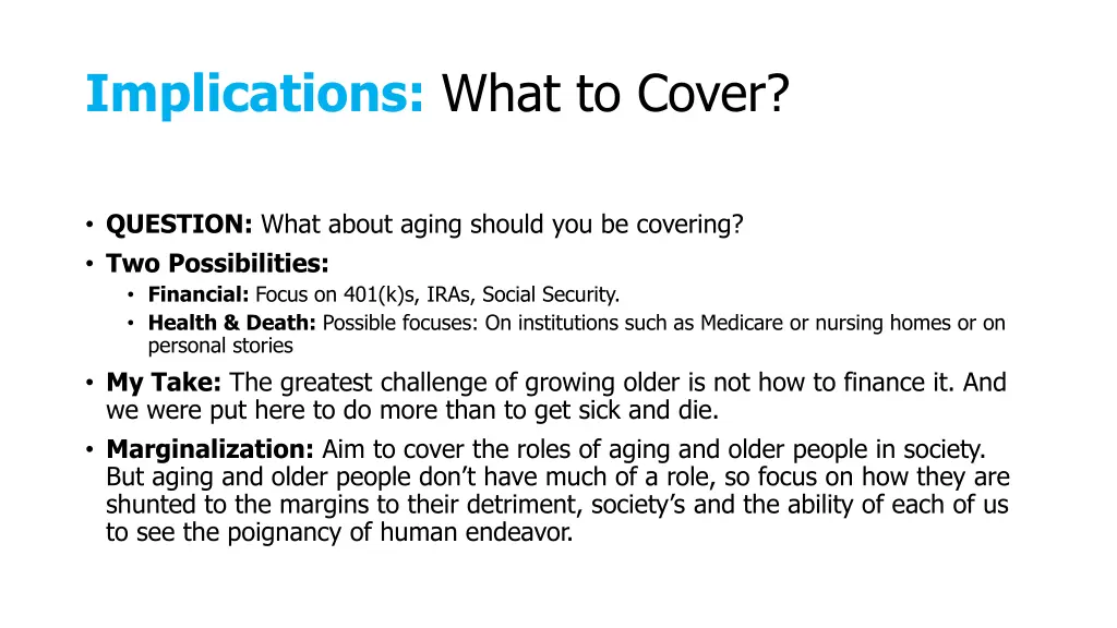 implications what to cover