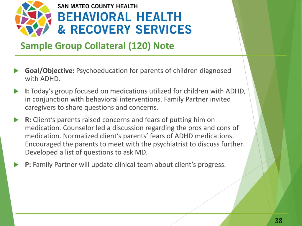 sample group collateral 120 note
