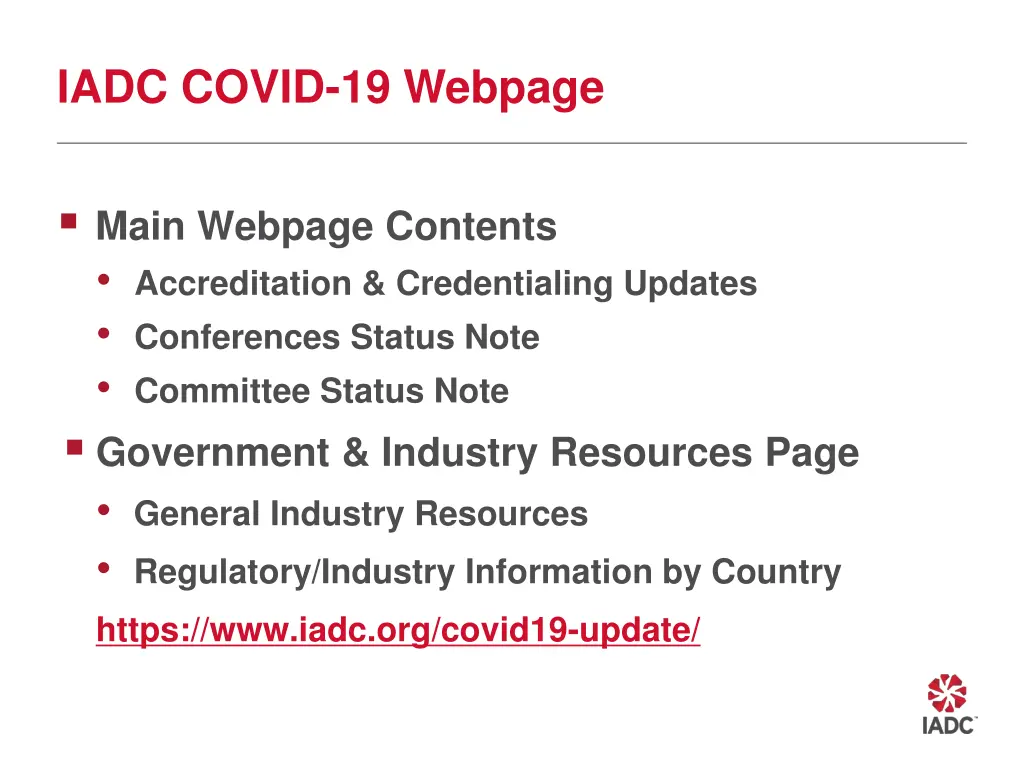 iadc covid 19 webpage