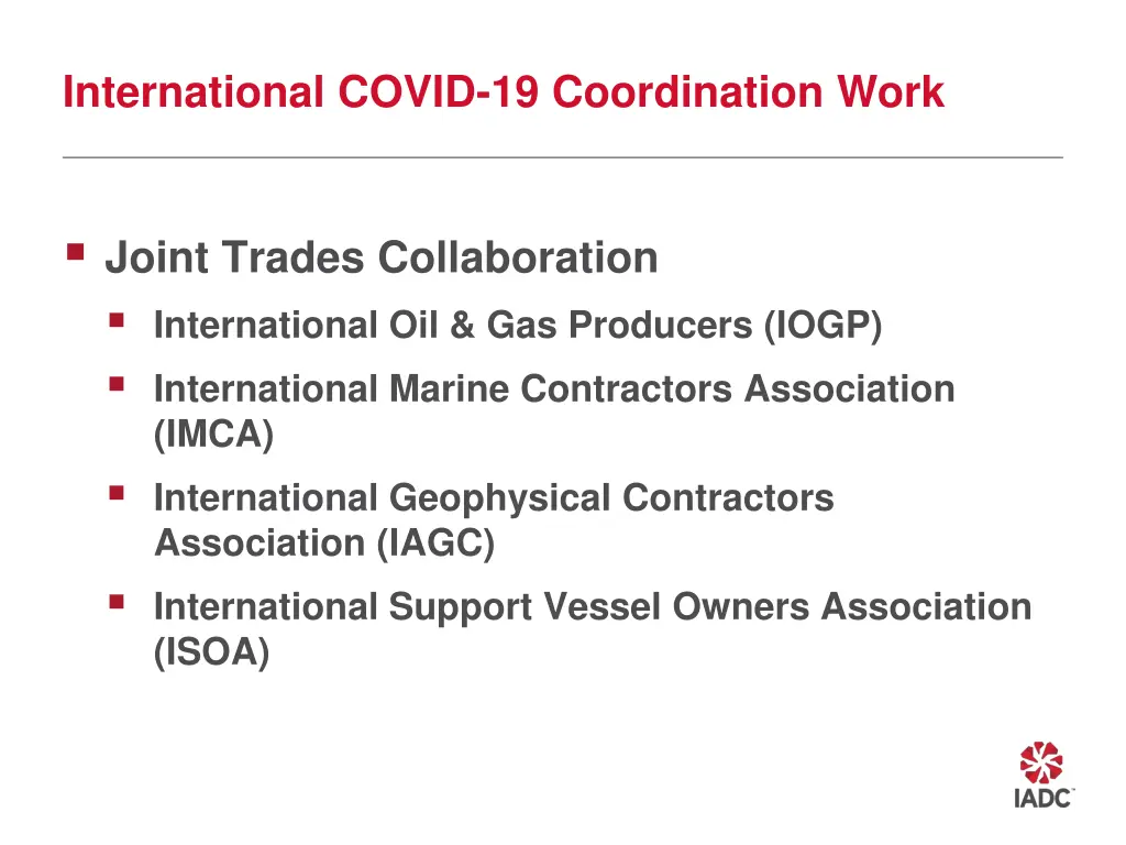 international covid 19 coordination work