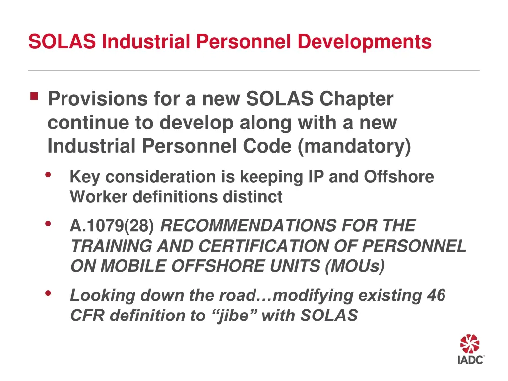 solas industrial personnel developments