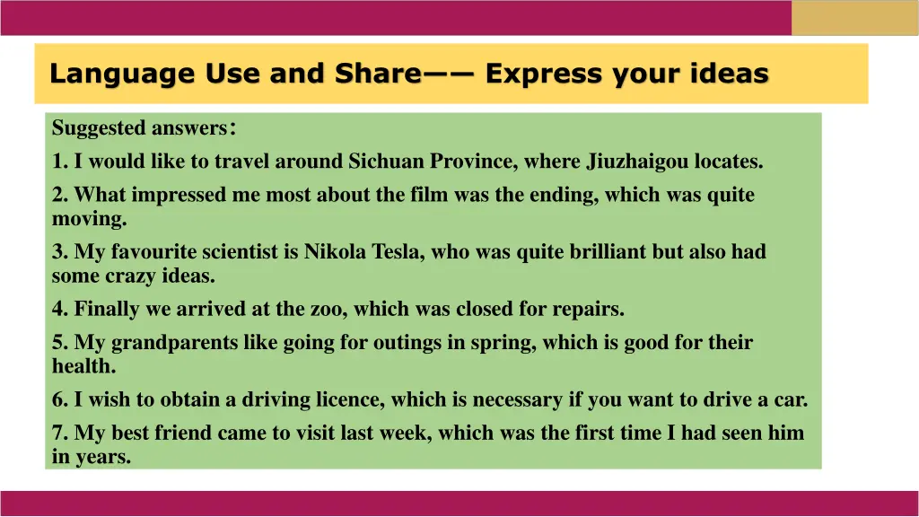 language use and share express your ideas 1