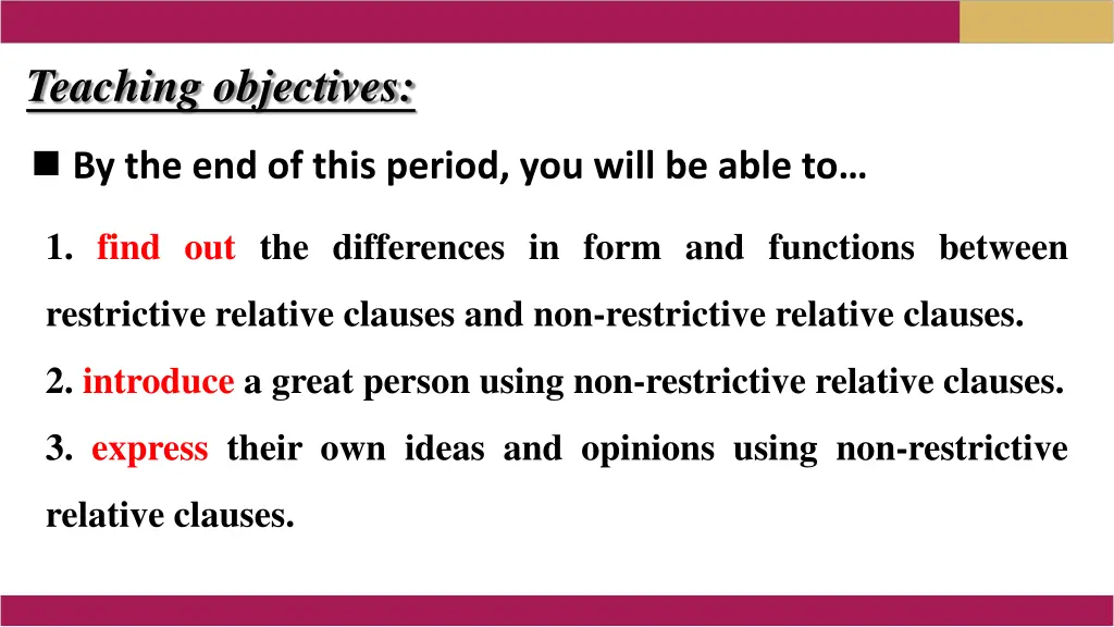 teaching objectives
