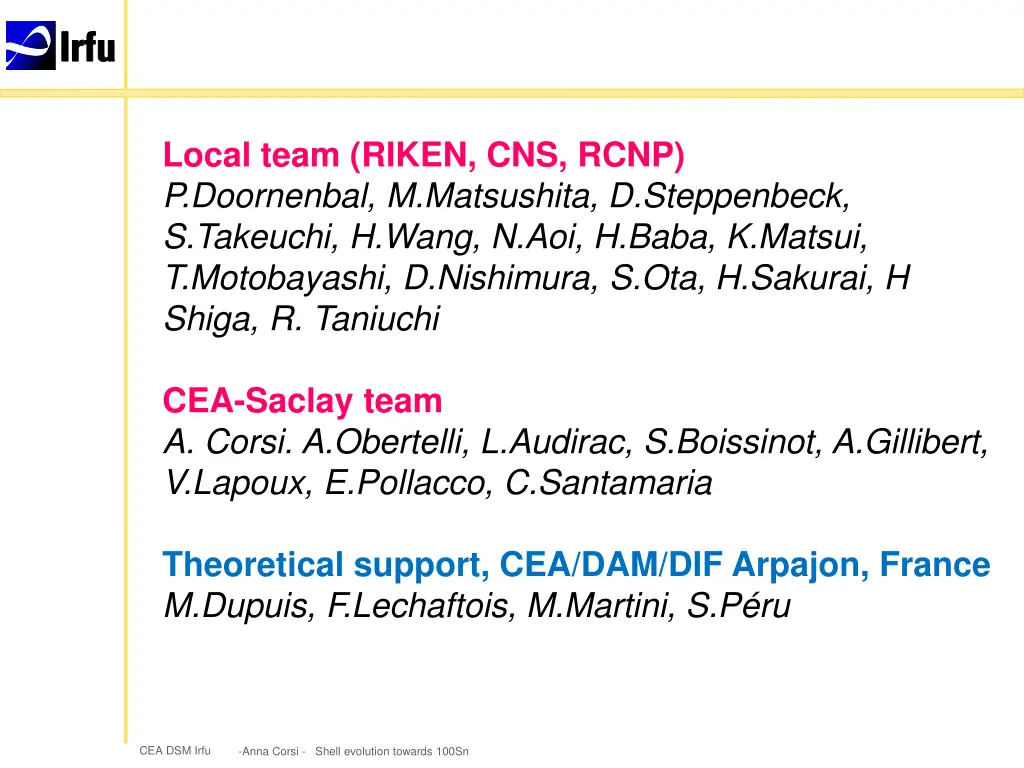 local team riken cns rcnp p doornenbal