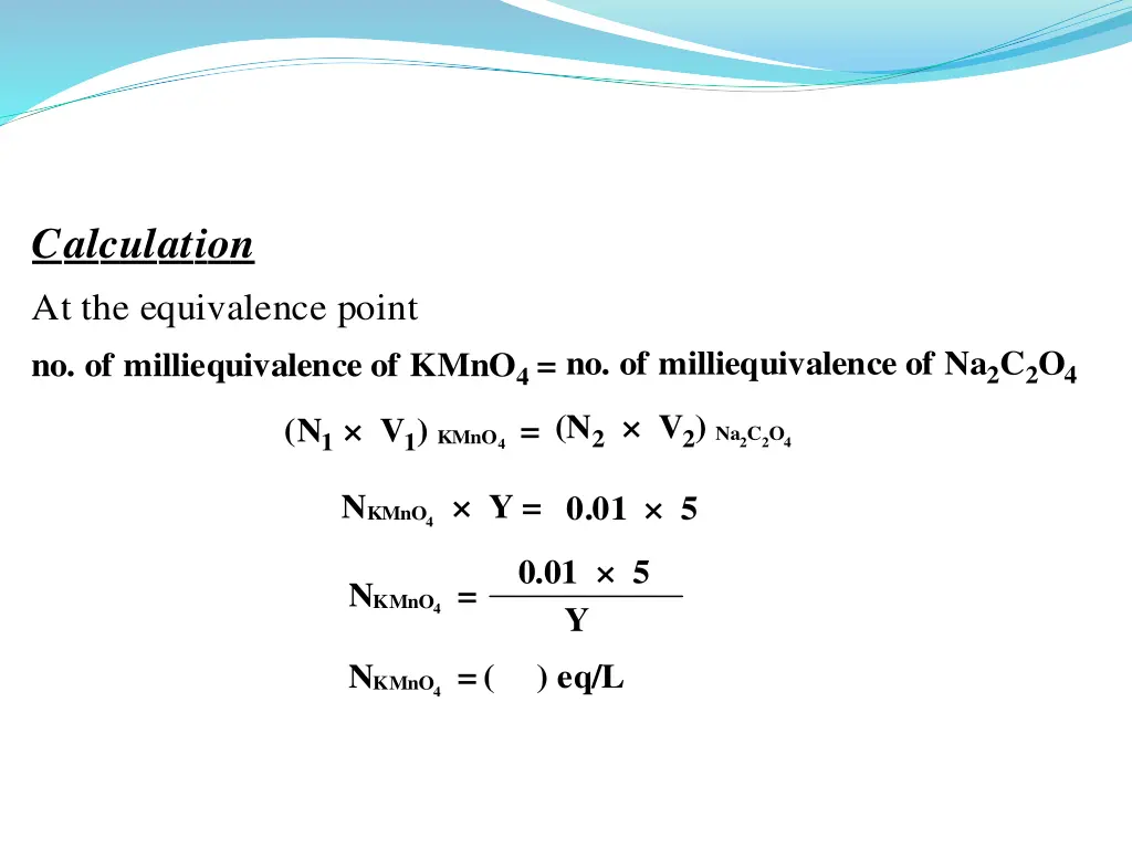 calculation at the equivalence point