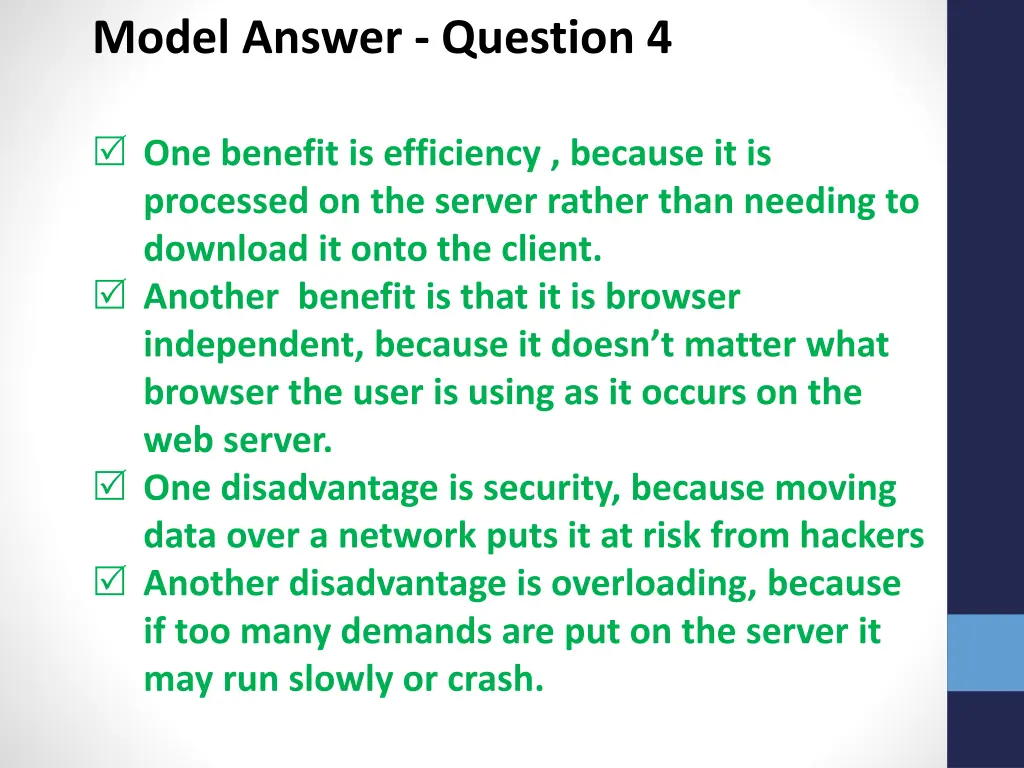 model answer question 4