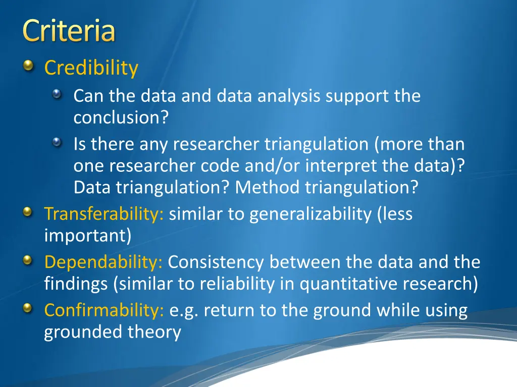 criteria credibility can the data and data