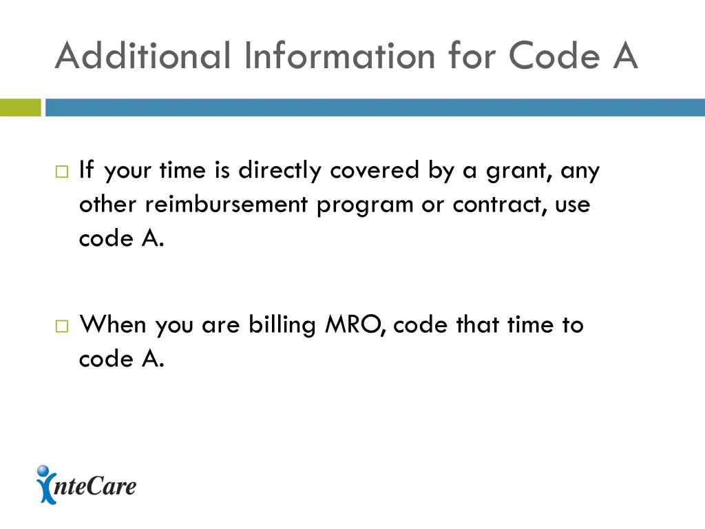 additional information for code a
