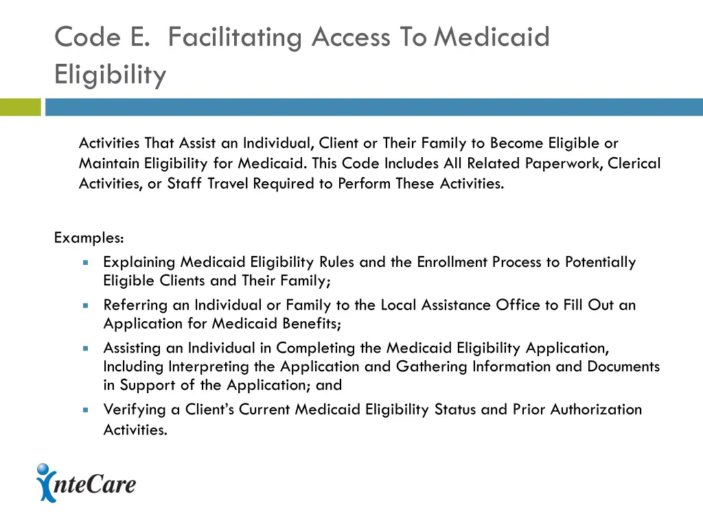 code e facilitating access to medicaid eligibility