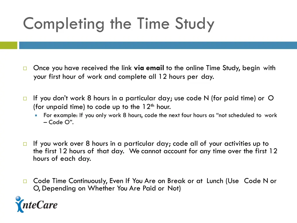 completing the time study