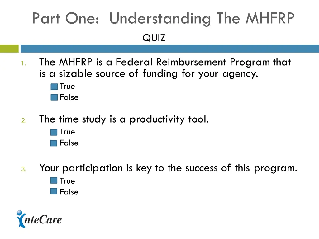 part one understanding the mhfrp quiz