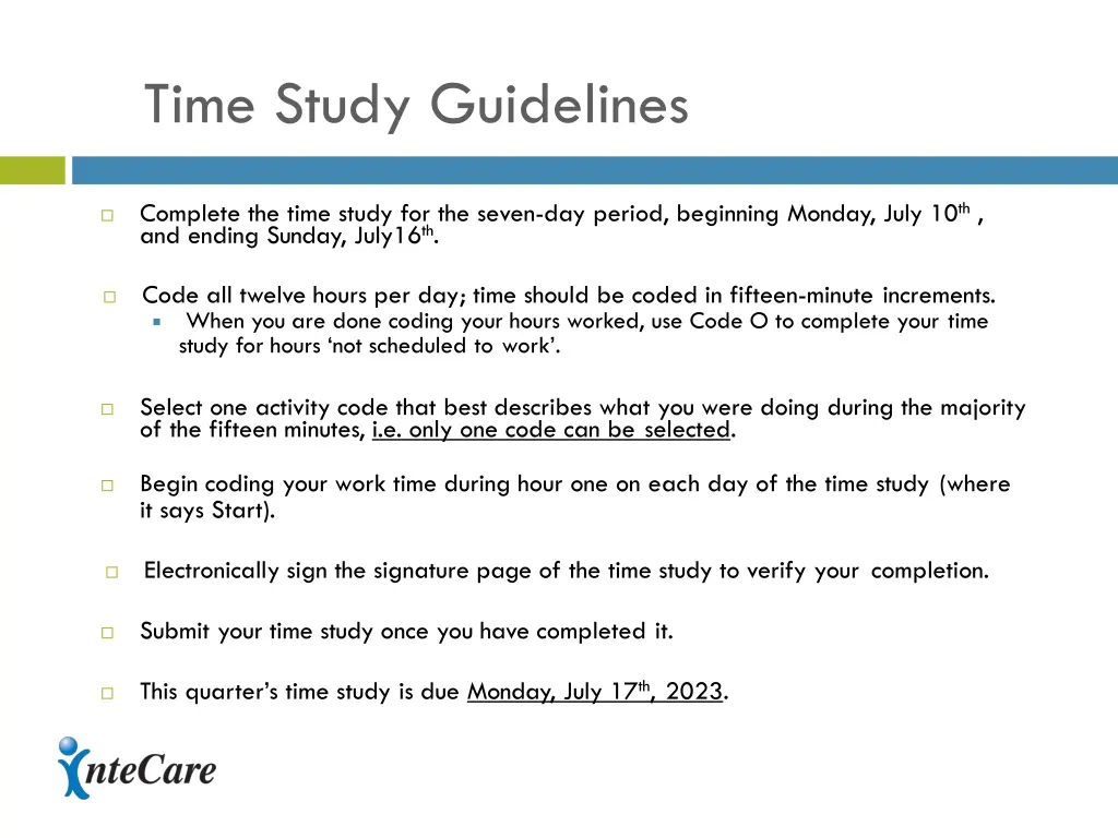 time study guidelines