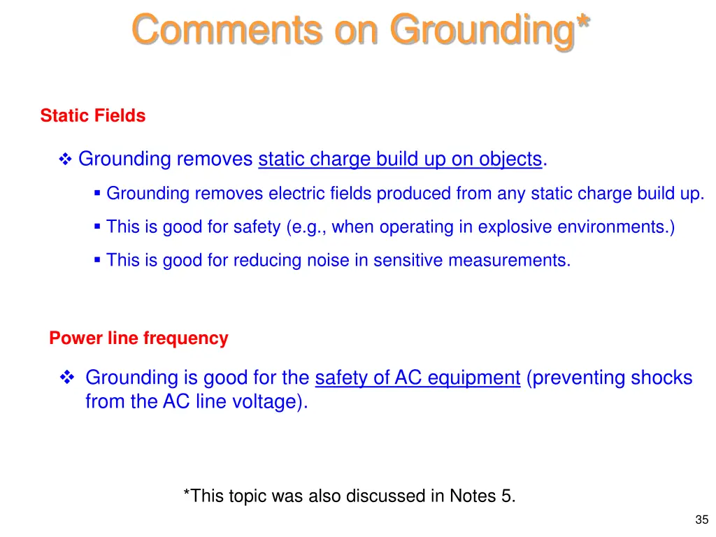 comments on grounding