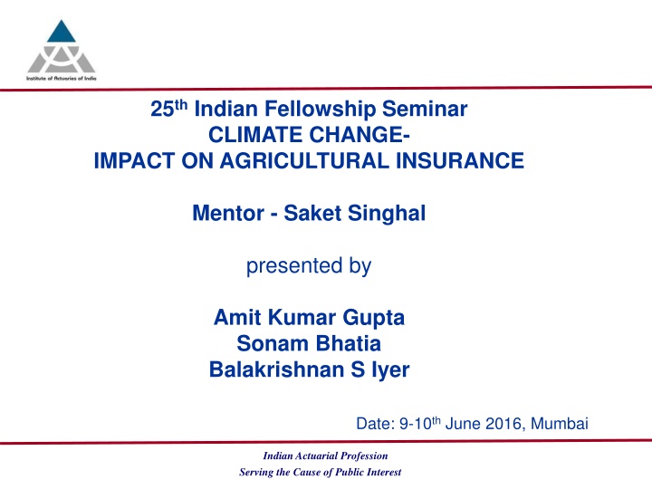 25 th indian fellowship seminar climate change