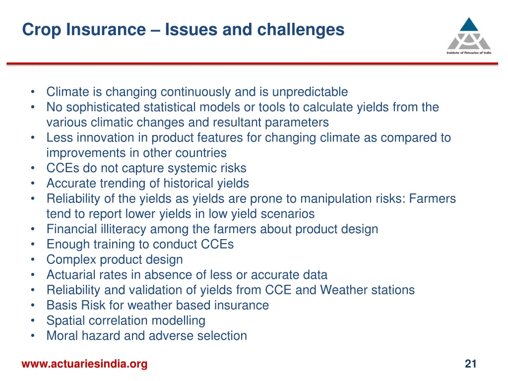crop insurance issues and challenges