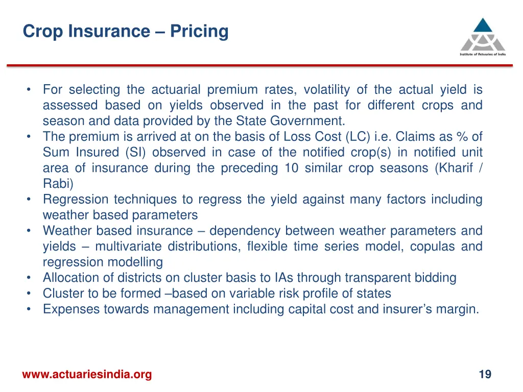 crop insurance pricing
