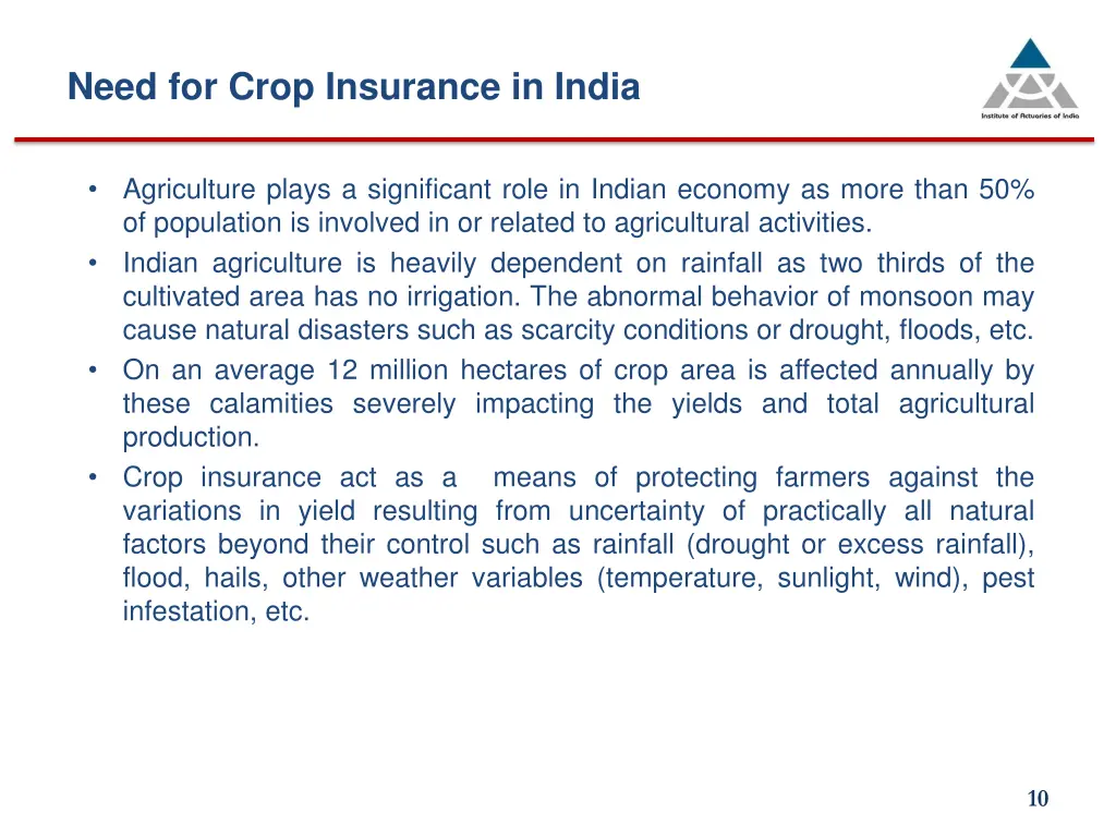 need for crop insurance in india