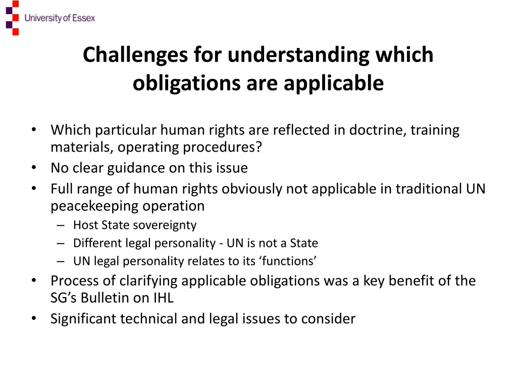 challenges for understanding which obligations