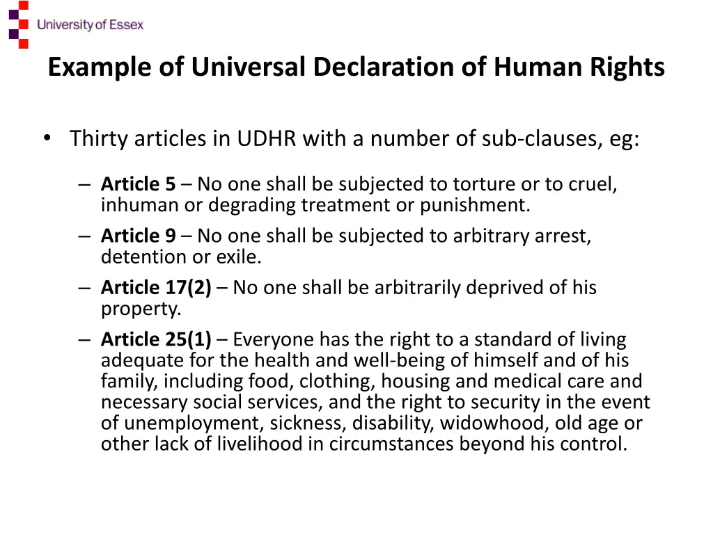 example of universal declaration of human rights