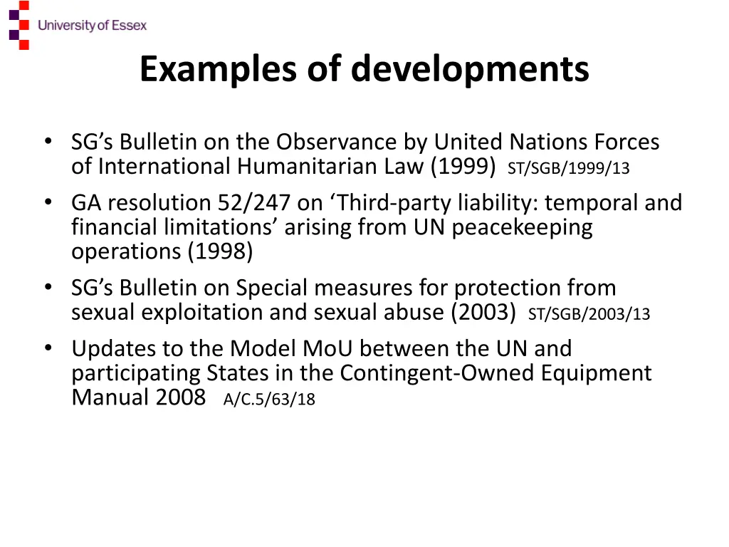 examples of developments