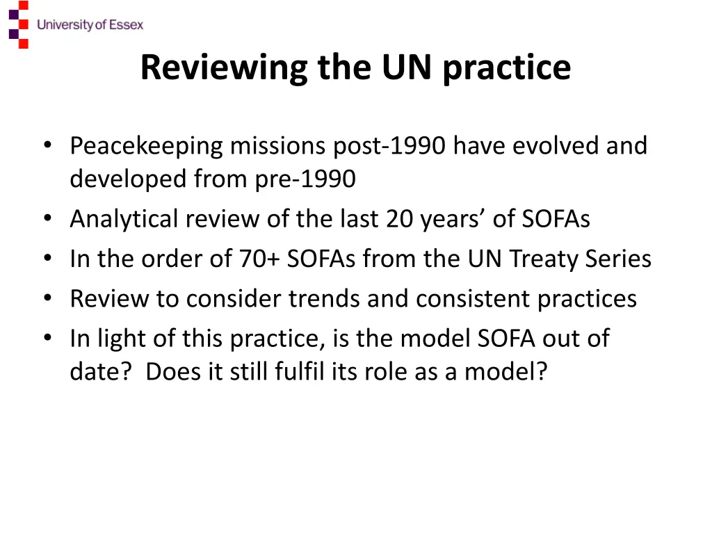 reviewing the un practice