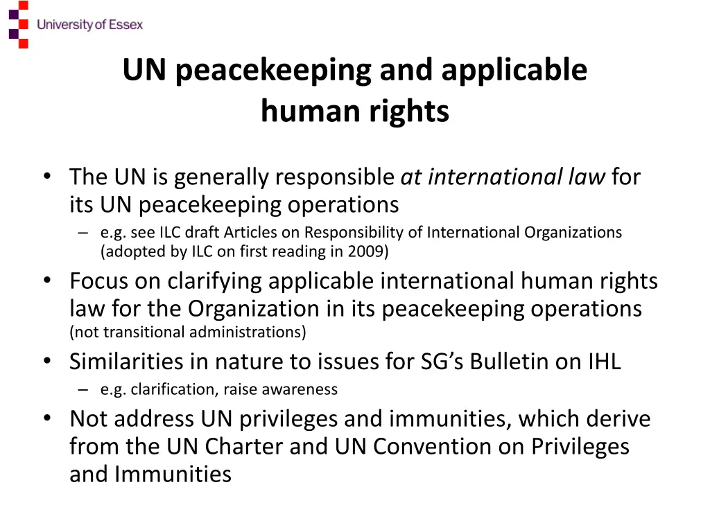 un peacekeeping and applicable human rights