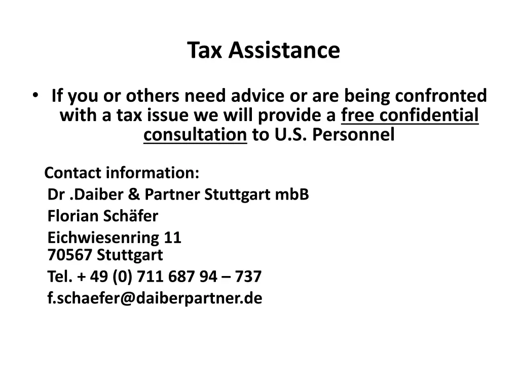 tax assistance