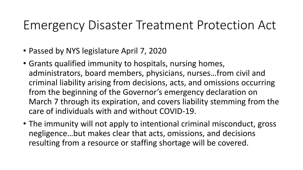 emergency disaster treatment protection act
