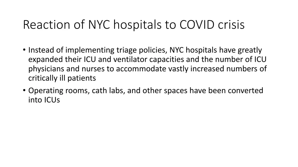 reaction of nyc hospitals to covid crisis