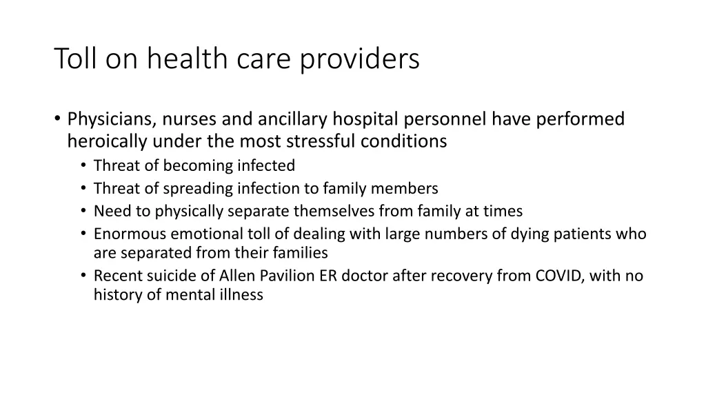 toll on health care providers