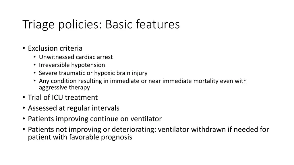 triage policies basic features 2