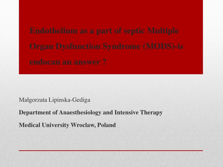 endothelium as a part of septic multiple
