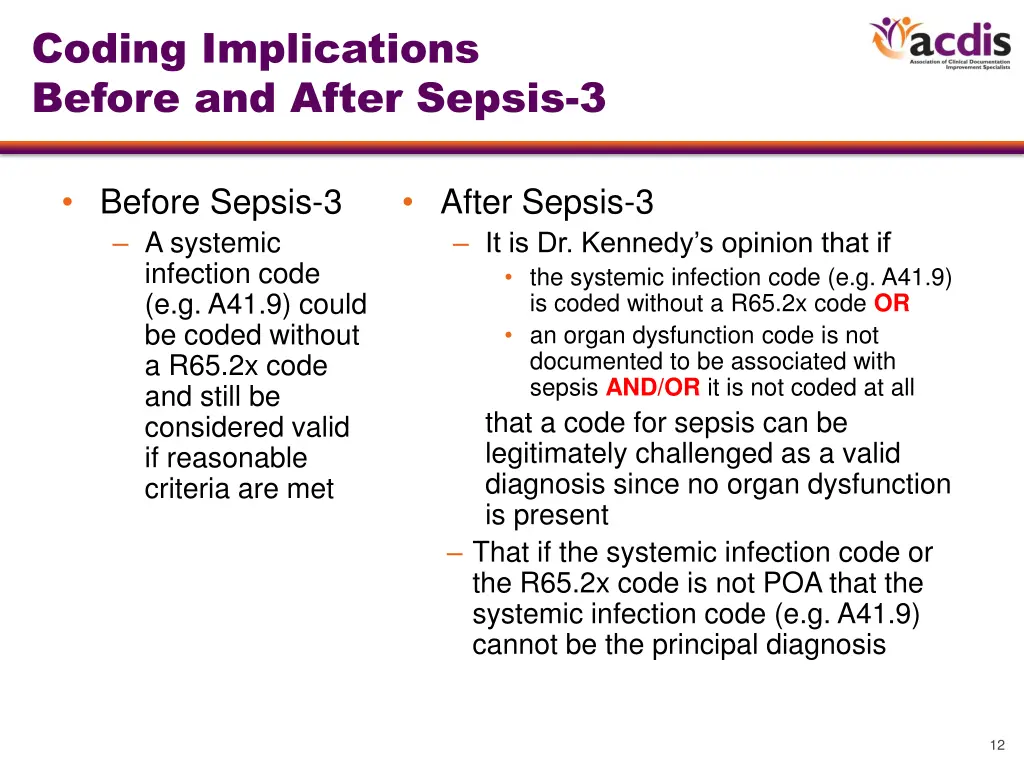 coding implications before and after sepsis 3