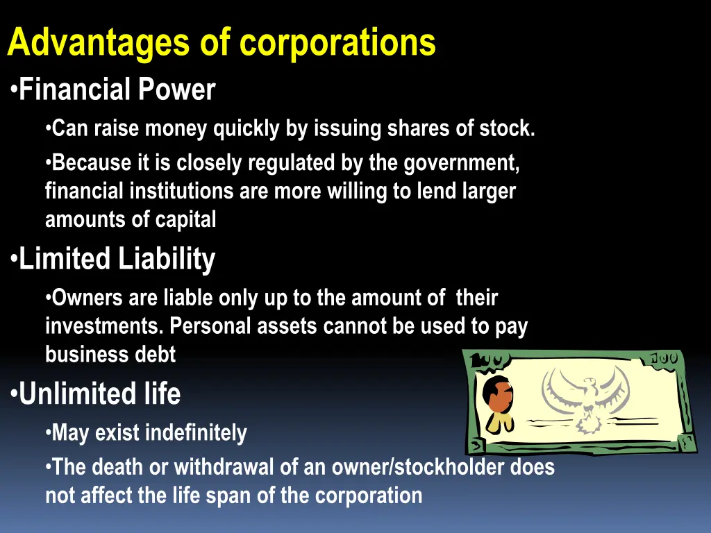 advantages of corporations financial power